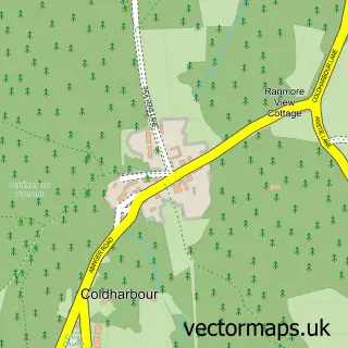 Street map sample of Coldharbour, Surrey