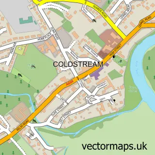 Street map sample of Coldstream, Berwickshire