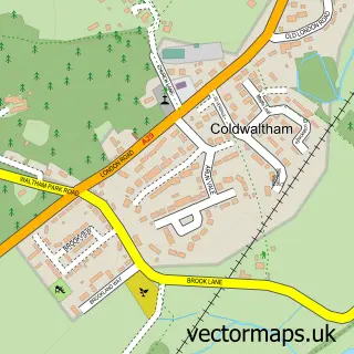 Street map sample of Coldwaltham, West Sussex