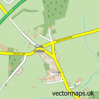 Street map sample of Cole Green, Hertfordshire