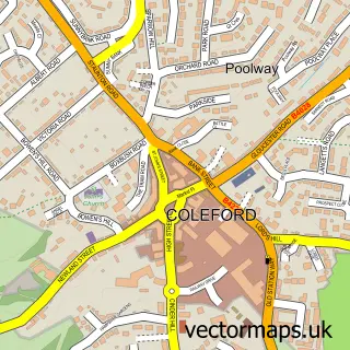 Street map sample of Coleford, Gloucestershire