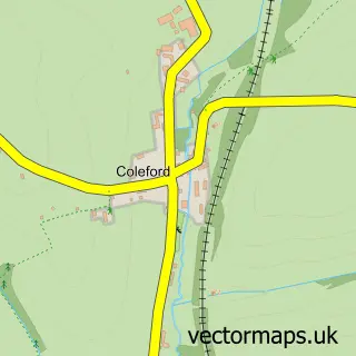 Street map sample of Coleford, Devon