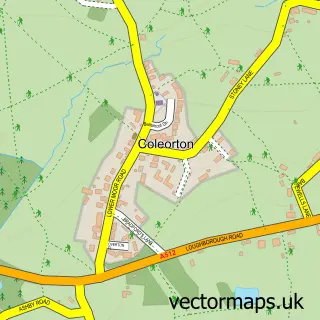 Street map sample of Coleorton, Leicestershire