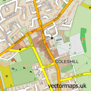 Street map sample of Coleshill, Warwickshire