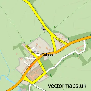 Street map sample of Coleshill, Oxfordshire