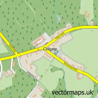 Street map sample of Colgate, West Sussex