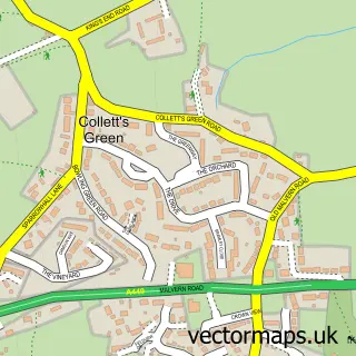 Street map sample of Colletts Green, Worcestershire