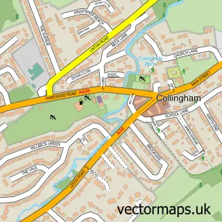 Street map sample of Collingham, West Yorkshire