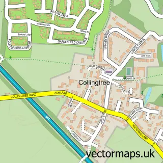 Street map sample of Collingtree, Northamptonshire