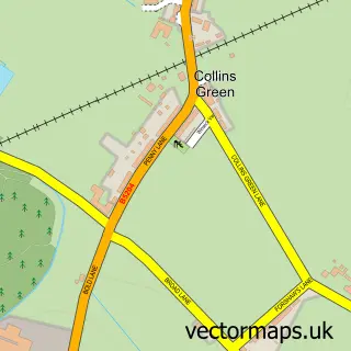 Street map sample of Collins Green, Cheshire