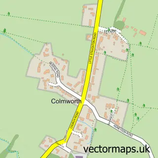 Street map sample of Colmworth, Bedfordshire