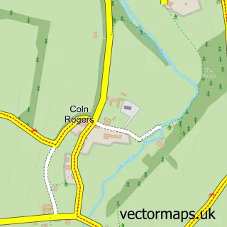 Street map sample of Coln Rogers, Gloucestershire