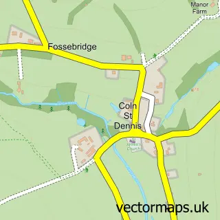 Street map sample of Coln St Dennis, Gloucestershire