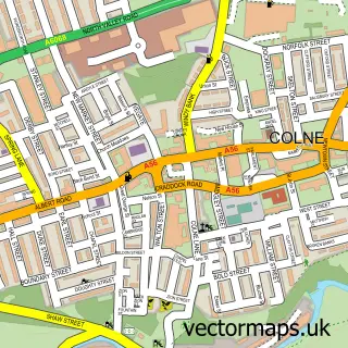 Street map sample of Colne, Lancashire