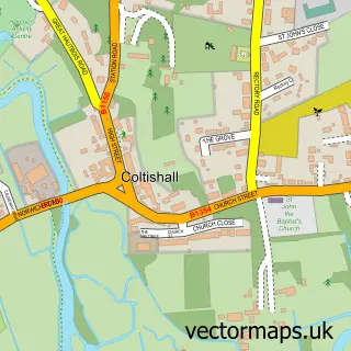 Street map sample of Coltishall, Norfolk