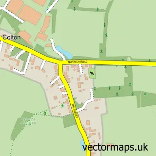 Street map sample of Colton, Norfolk