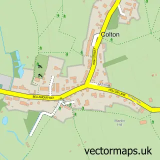 Street map sample of Colton, Staffordshire