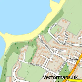 Street map sample of Colwell Bay, Isle of Wight