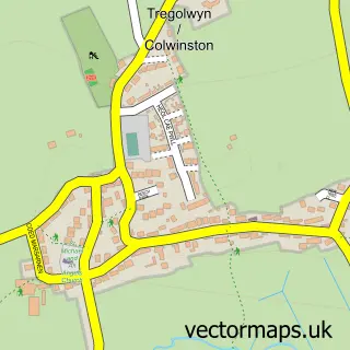 Street map sample of Colwinston, South Glamorgan