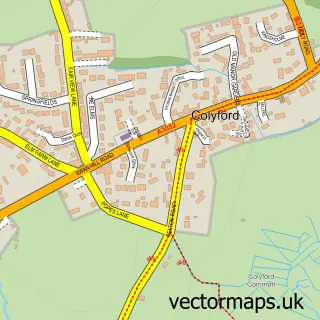 Street map sample of Colyford, Devon