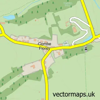 Street map sample of Combe Florey, Somerset
