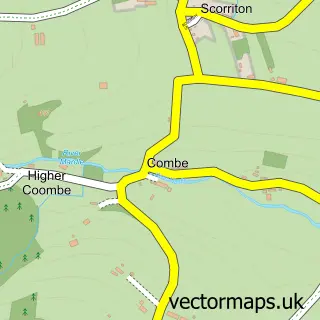 Street map sample of Combe, Devon