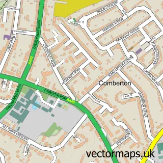Street map sample of Comberton, Worcestershire