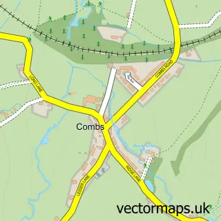 Street map sample of Combs, Derbyshire