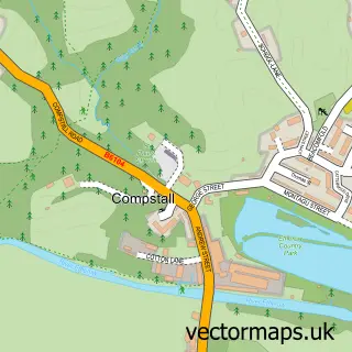 Street map sample of Compstall, Greater Manchester