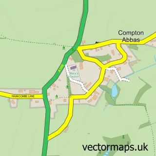 Street map sample of Compton Abbas, Dorset