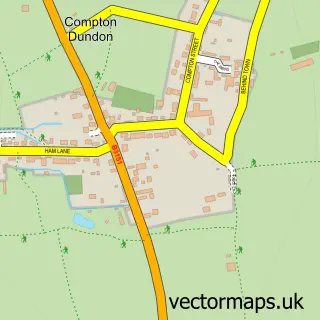 Street map sample of Compton Dundon, Somerset