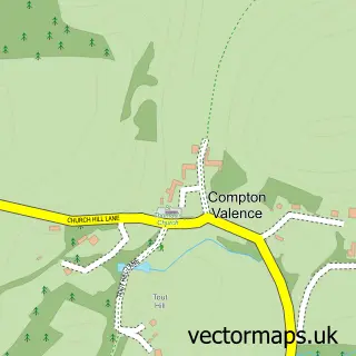 Street map sample of Compton Valence, Dorset