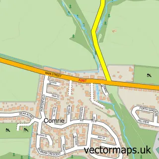 Street map sample of Comrie, Fife