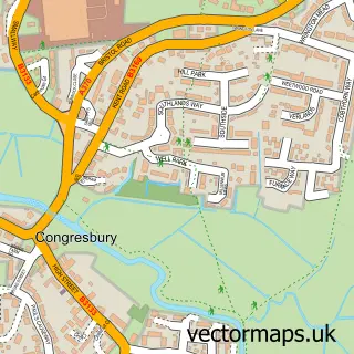 Street map sample of Congresbury, Somerset