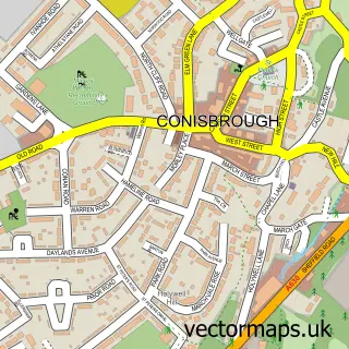 Street map sample of Conisbrough, South Yorkshire