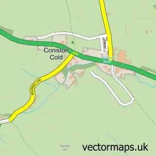 Street map sample of Coniston Cold, North Yorkshire