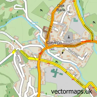 Street map sample of Coniston, Cumbria