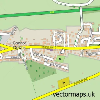 Street map sample of Connor Downs, Cornwall