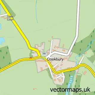 Street map sample of Cookbury, Devon