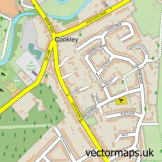 Street map sample of Cookley, Worcestershire