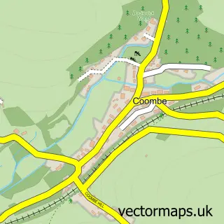 Street map sample of Coombe, Cornwall