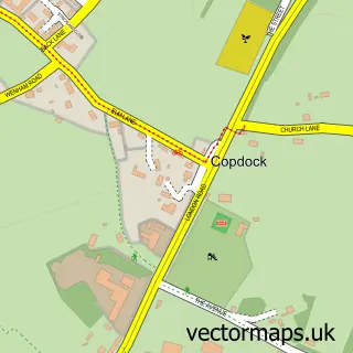 Street map sample of Copdock, Suffolk