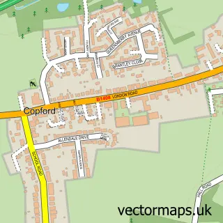 Street map sample of Copford, Essex
