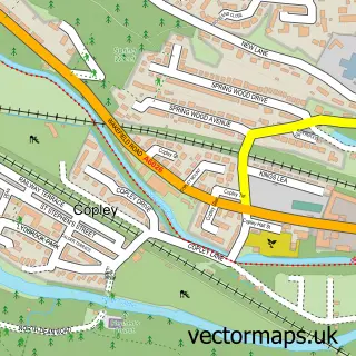 Street map sample of Copley, West Yorkshire