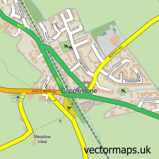 Street map sample of Copplestone, Devon