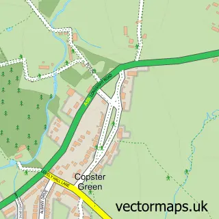 Street map sample of Copster Green, Lancashire