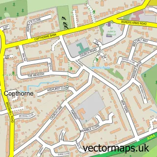 Street map sample of Copthorne, West Sussex
