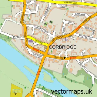 Street map sample of Corbridge, Northumberland