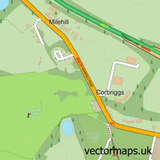 Street map sample of Corbriggs, Derbyshire