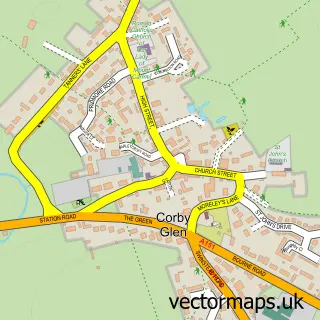 Street map sample of Corby Glen, Lincolnshire